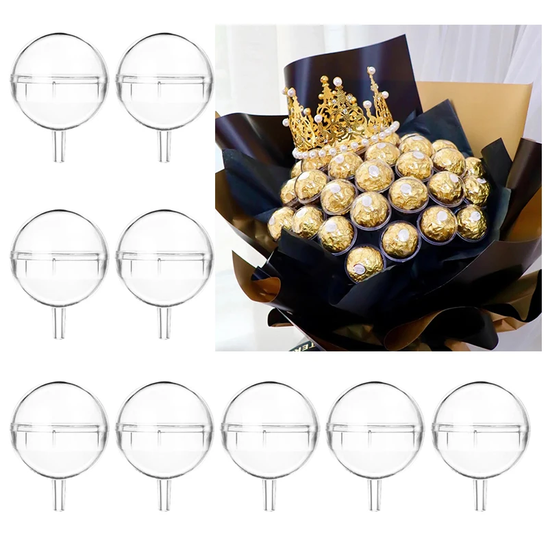 Caja de Chocolate transparente con revestimiento de trufa, caja de dulces con flores, ramo, soporte para bolas de Chocolate, caja de regalo para el Día de San Valentín, 10/20 piezas