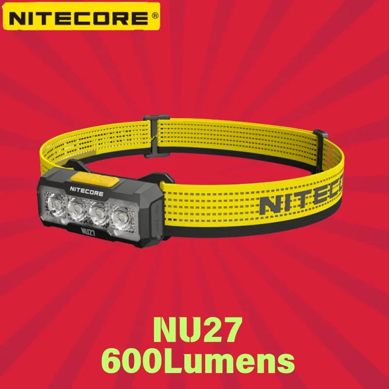 NITECORE NU27 Akumulatorowa latarka czołowa 600 lumenów Dwurdzeniowy MCT UHE LED Ultralekki wodoodporny reflektor do biegania