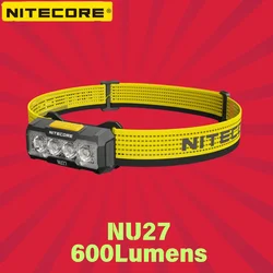 NITECORE NU27 충전식 헤드램프, 600 루멘 듀얼 코어 MCT UHE LED 초경량 방수 러닝 헤드라이트