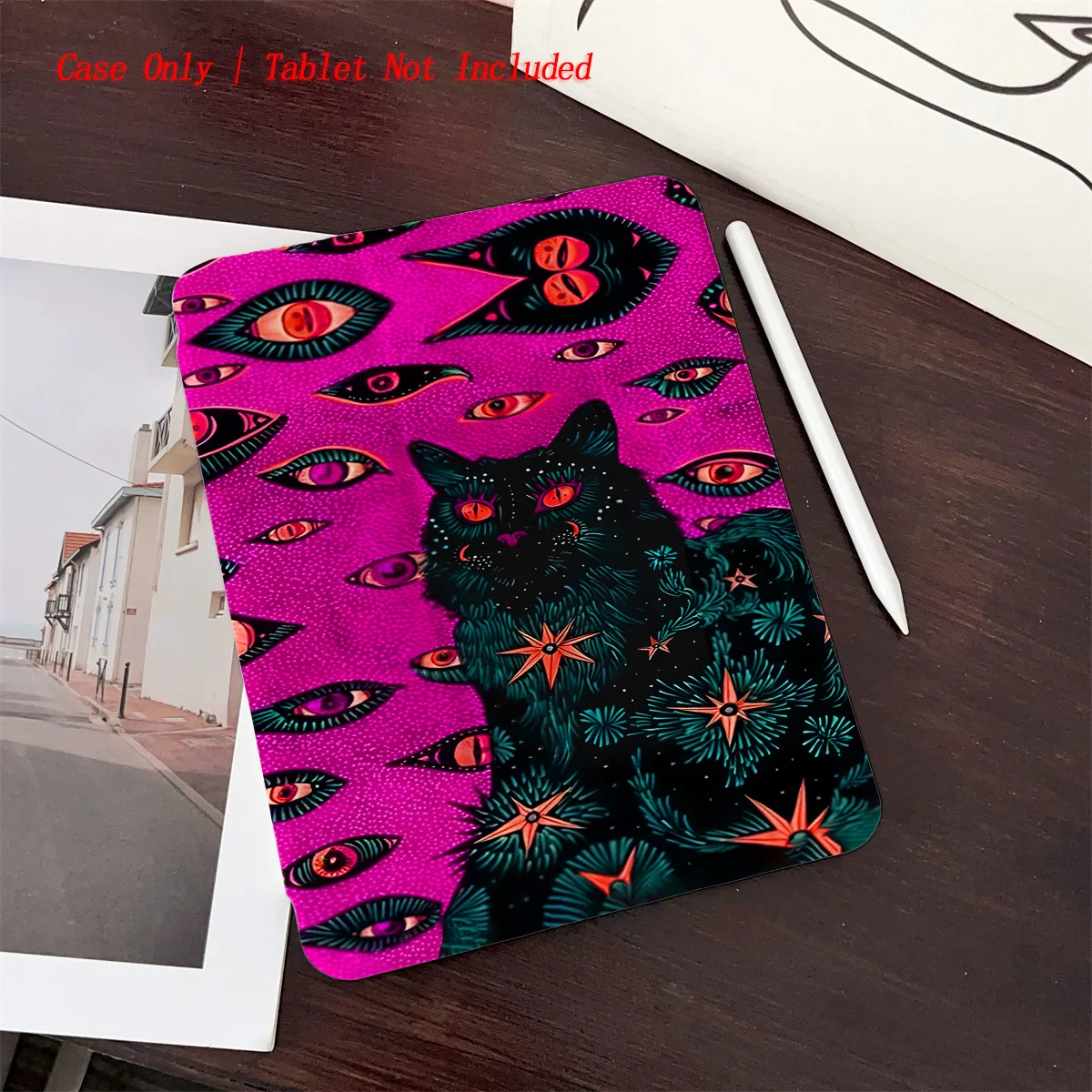 

Quirky Cat Unique iPad Cover 360° Rotatable Stand 3-Fold Style Compatible with Apple iPad Pro/Air/Mini Series Shockproof