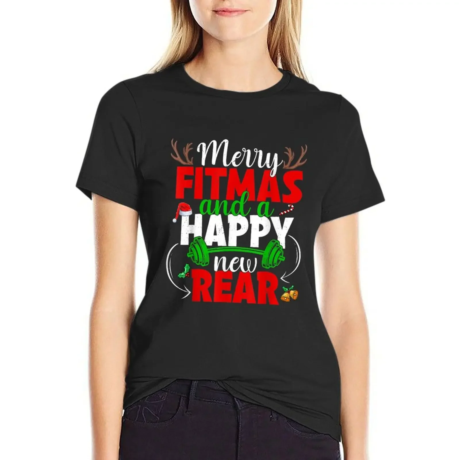 

Merry Fitmas And Happy New Rear Year Fitness Weight Lifting T-shirt tees Women t-shirts