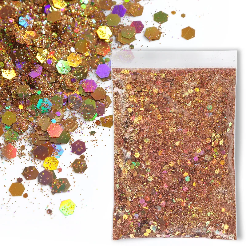 30 جرام/الحقيبة المجسم مكتنزة بريق الحرفية بريق مسحوق مختلط مكتنزة غرامة قزحي الألوان مسمار الترتر للأظافر ، ديكور المهرجان