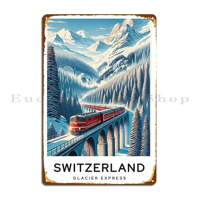Glacier Express Schweiz Metallschild Poster Wandhöhle Wanddekoration Wanddekoration Designs Club