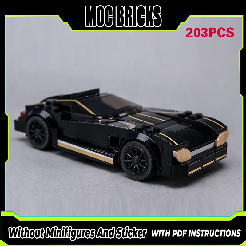 

Модель гоночного автомобиля MOC, конструктор из строительных блоков, черный спортивный автомобиль, модульная технология, подарки, праздничный набор для сборки, детские игрушки