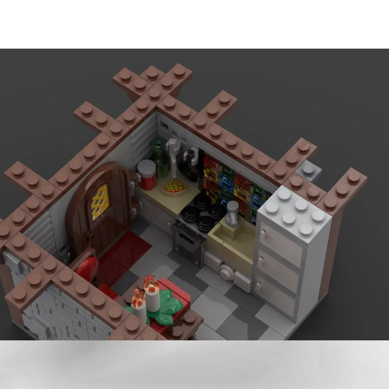 Ensemble de blocs de construction MOC avec des modèles de petites maisons dans le village d'hiver, un ensemble de jouets d'assemblage créatif, un cadeau de vacances, Noël
