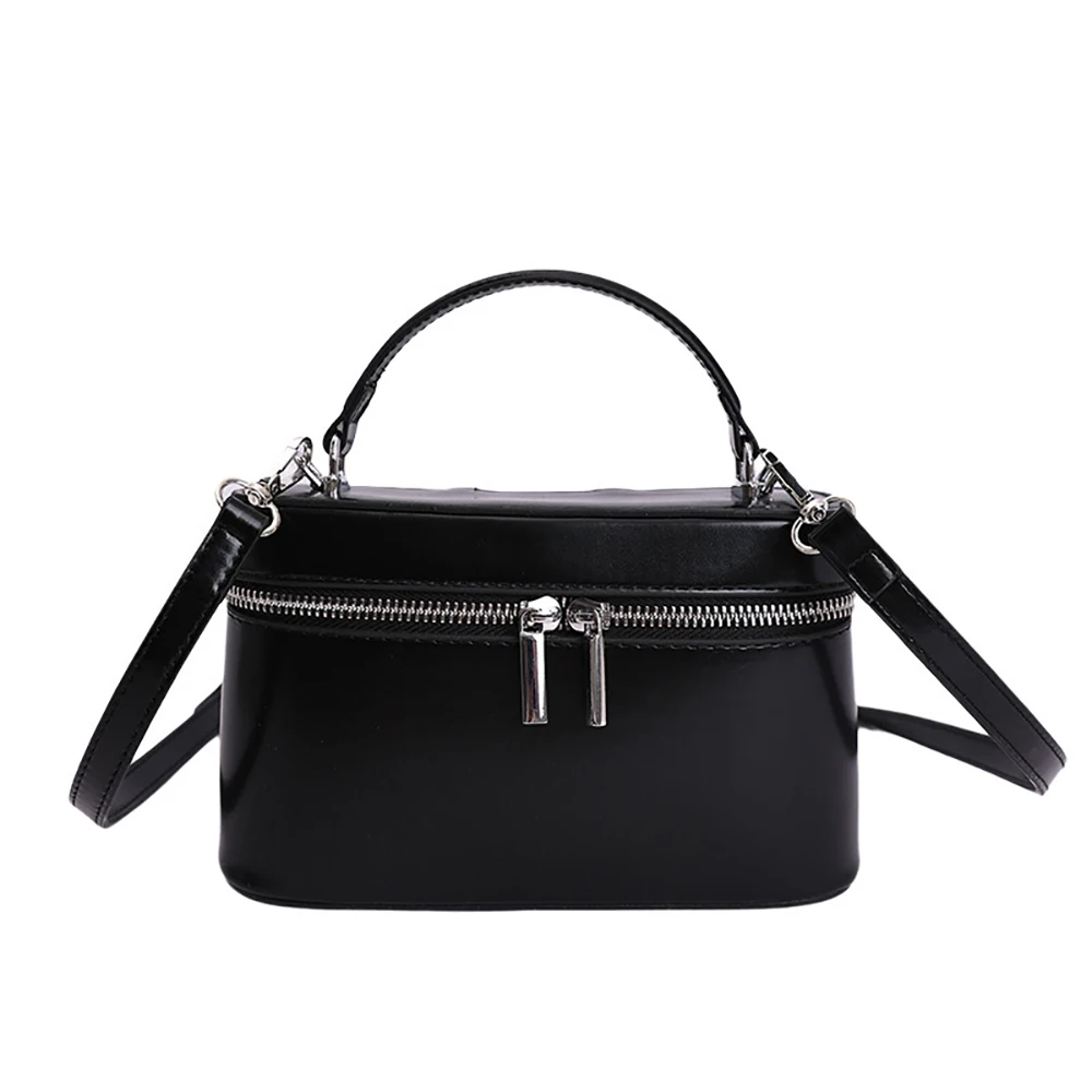 2026 Summer New Box Crossbody Bag Women's Solid Color Zipper Pu Leather Handbags High Grade Versatile Shoulder Bags