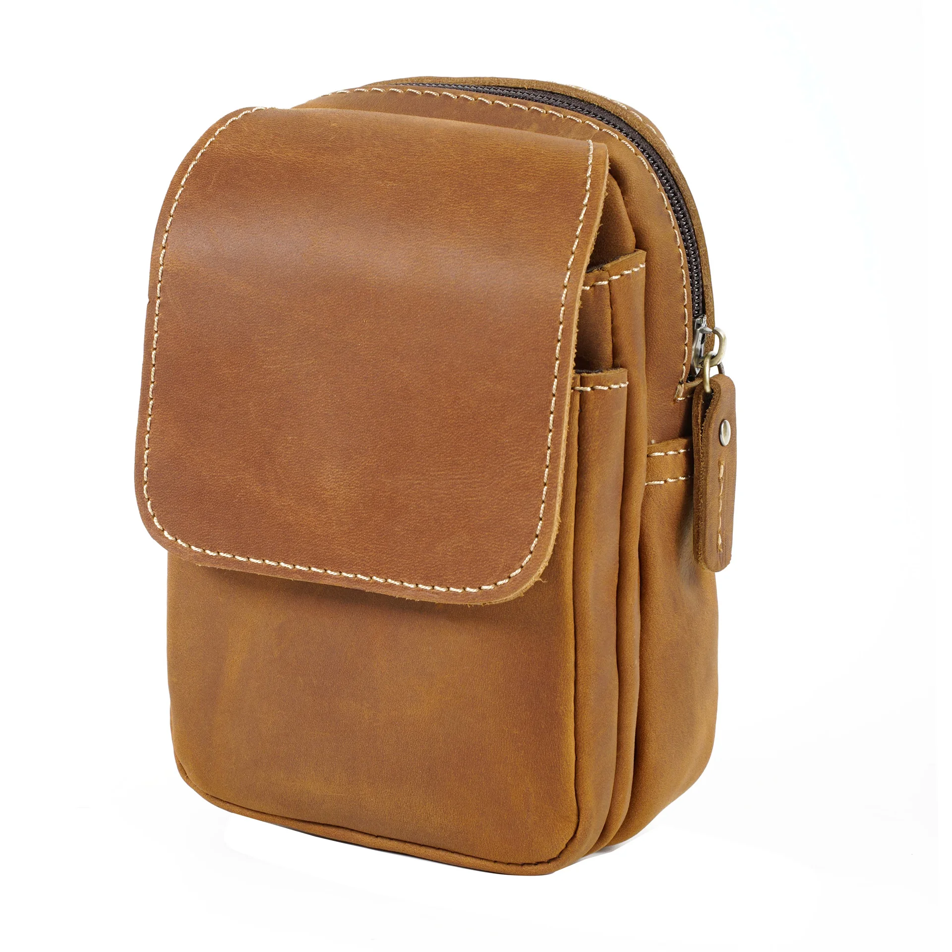 AIGUONIU  Mens Womens Unisex Genuine Leather Fanny Waist Hip Bum Hook Belt Hang Bag Pack