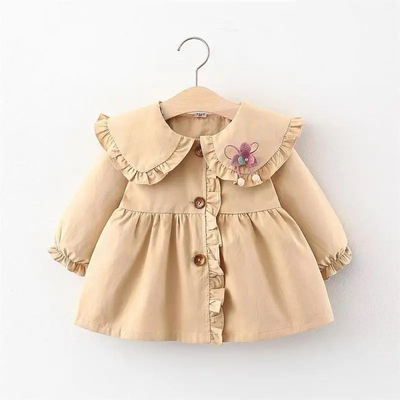 Trench Coat For Girl 2024 New Spring Autumn Jacket Beige Trench Coat Children\'s Fashion Casual Jacket Children Clothes