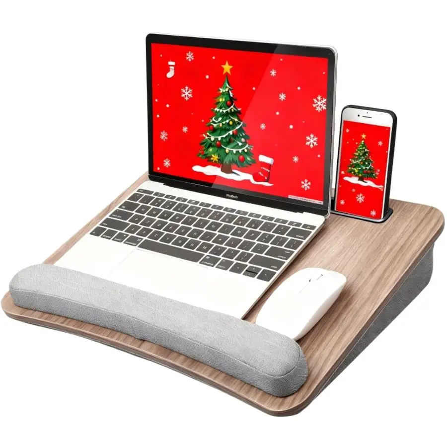 

Portable Lap Laptop Desk with Pillow Cushion, Fits up to 15.6 inch Laptop, with AntiSlip Strip Storage Function for Home Office