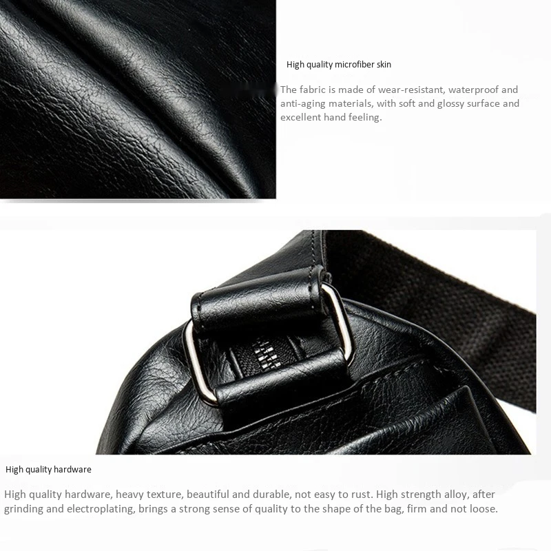 男性用ブラック合成皮革メッセンジャーバッグ,小さなカジュアルな携帯電話バッグ,ファッショナブル