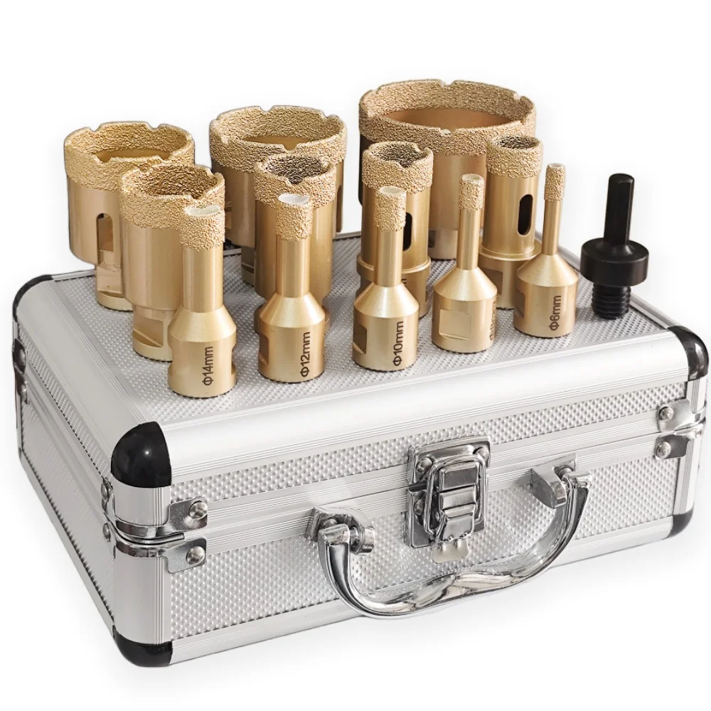 

Diamond Drill Bit Kit 12/13Pcs Dia 6-68mm For Ceramic Marble Granite Tile Cutter Tool Set Hole Saw Drill Core Bit M14 Thread