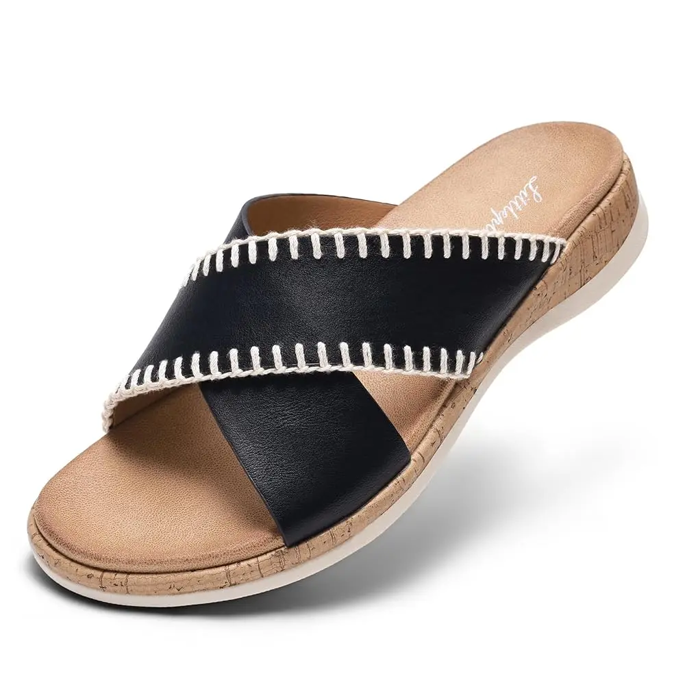 

Littleplum Women's Slip On Arch Support Slides Adjustable Breathable Summer Beach Walking Sandals