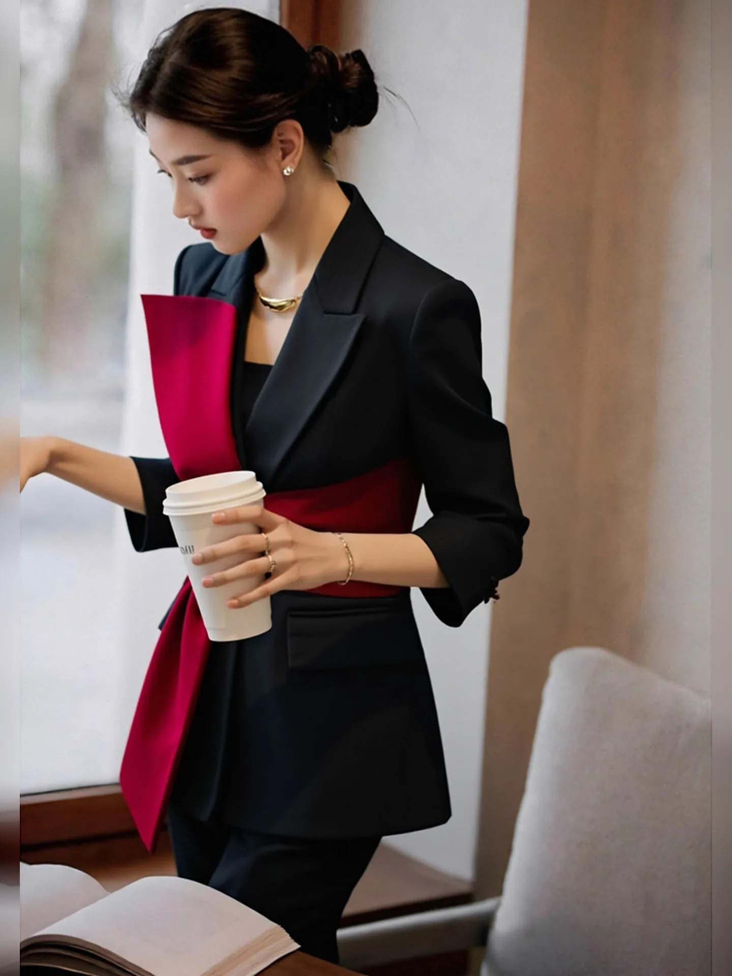 Costume pour femme Ele Early Spring Jaet Fragile Sle Profional Ensemble deux pièces pour un luxe léger Ocns important...