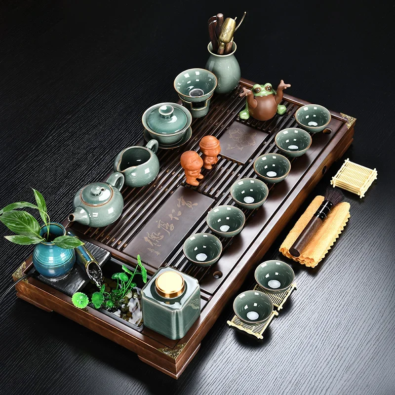 a*-Wood Plates For Food Nordic Tea Tray Rectangle Valet Plate Drip Luxury Ceramic Tea Tray Living Room Bandejas Teaware/.