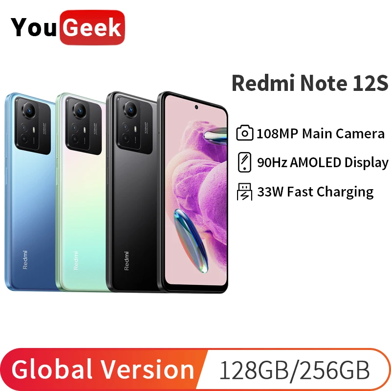 Xiaomi Redmi Note 12S Global Version 128GB/256GB 108MP AI Triple Camera AMOLED Display 33W Fast Charging MIUI 14