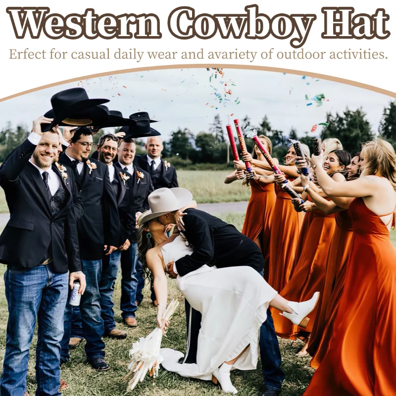 3-24Pcs Cowboy Hats Wedding Western Cowboy Hats Party Bachelorette Cowgirls Hats with Shapeable Wide Brim for Party Guests Gifts view 4