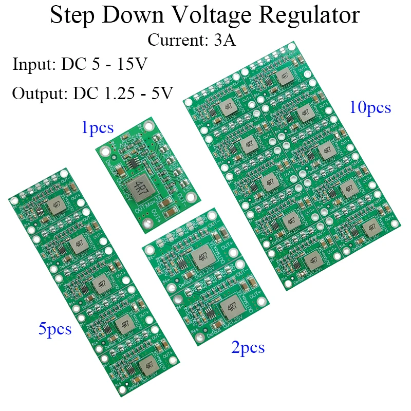 

DC-DC Buck Converter Step Down Power Module 5~15V to 1.25V 1.5V 1.8V 2.5V 3.3V 5V 3A