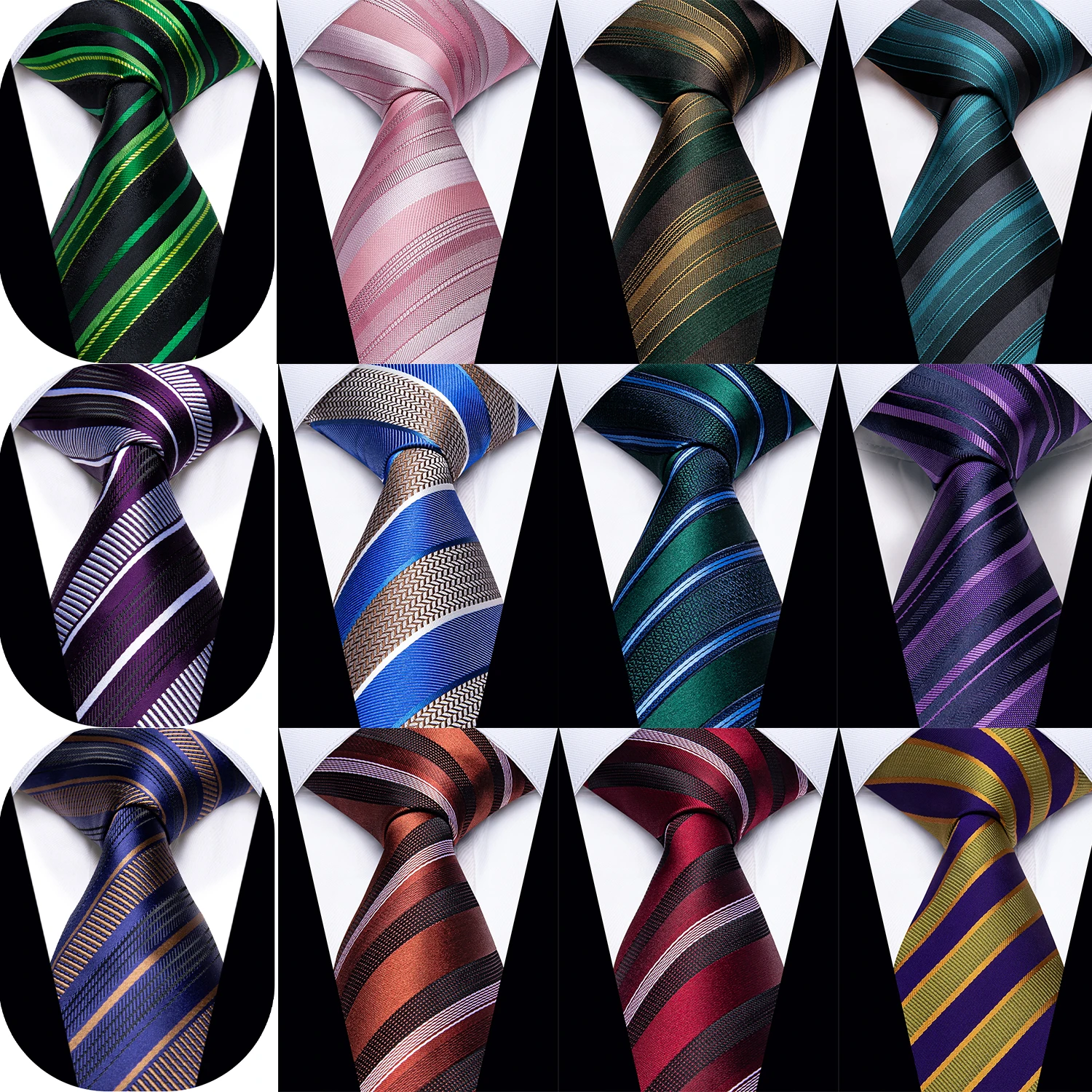 Mens Stripes Pattern Necktie, Elegant Neck Tie for Business Travel Wedding Dating Formal Ceremony
