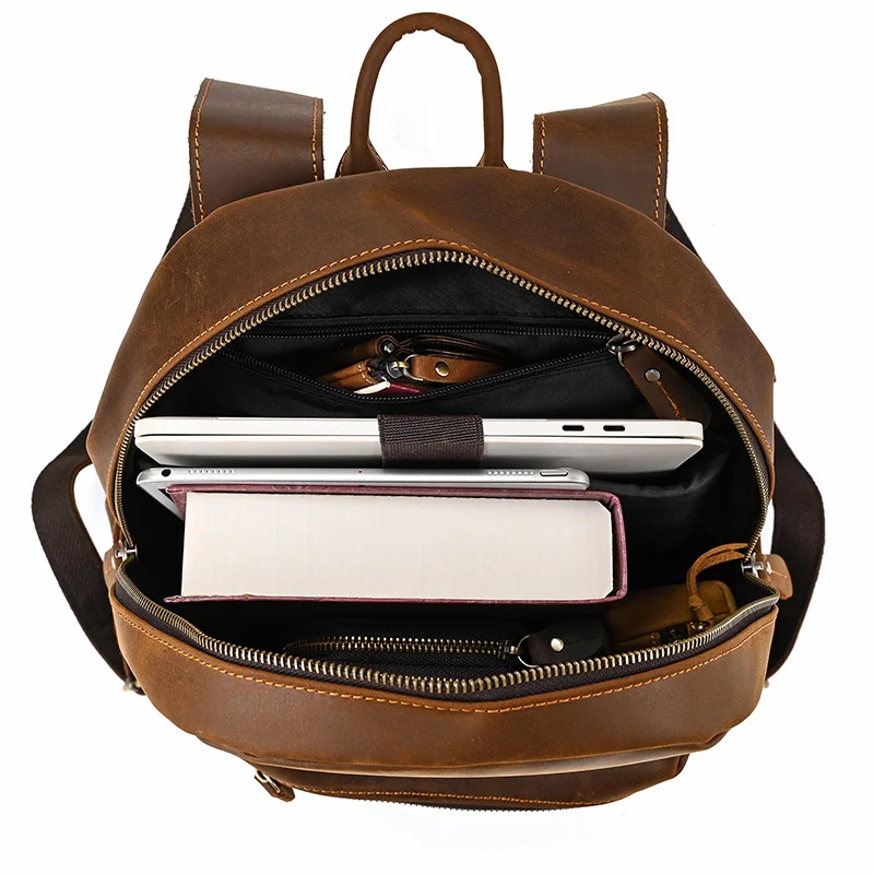 Men Women Leather Backpack Travel Bag Men Male Bagpack For Female Vintage Leather Daypacks Leather Bag Laser Custom Names