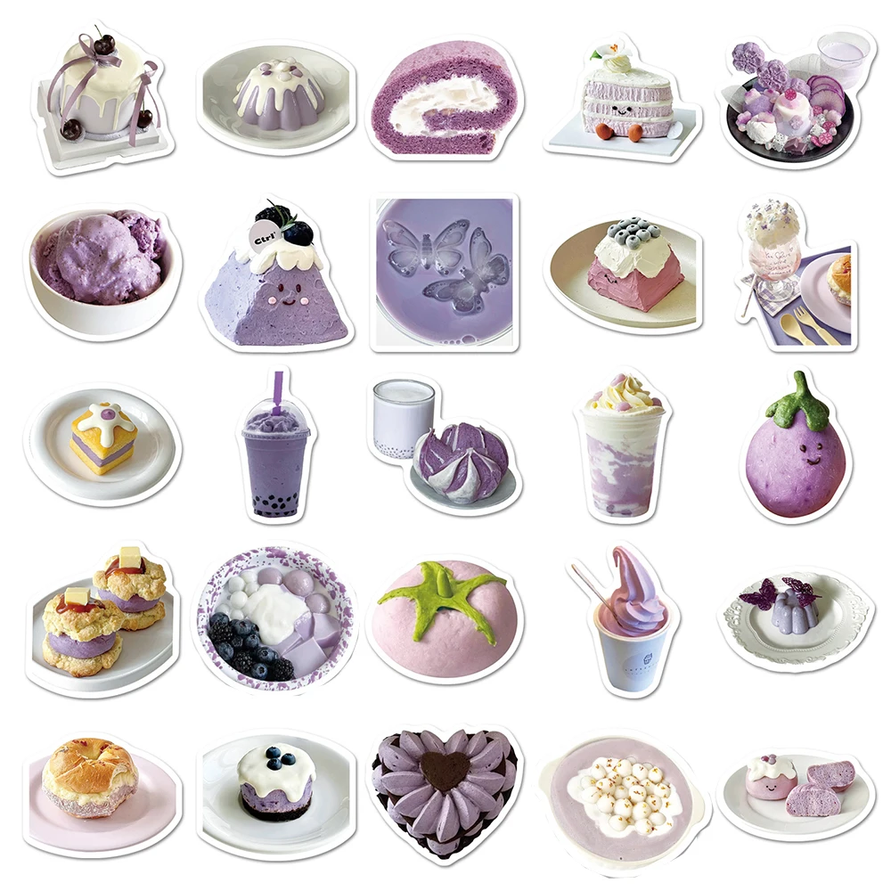 10/30/50枚入り インスタ映え タロイモペースト デザート風 エステティック デカール かわいい DIY 車 iPad ノートパソコン 冷蔵庫 壁 キュート キッズ DIY ステッカー