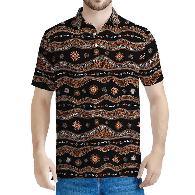 Australian Aboriginal 3D Printed POLO Shirt Summer Ethnic Pattern Polo Shirts Men Clothes Streetwear Loose Short Sleeve Tops