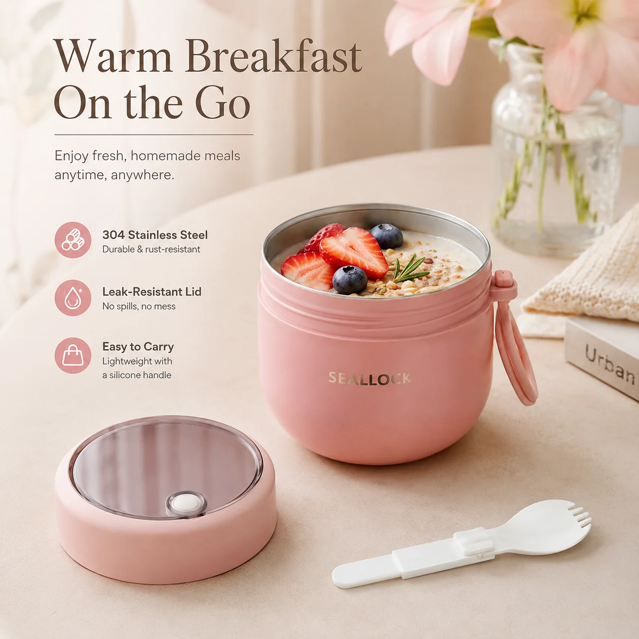 Stainless Steel Soup Cups Thermal Lunch Box Food Thermos Container with Spoon Insulated Bento Lunch Box for School Office - view 2