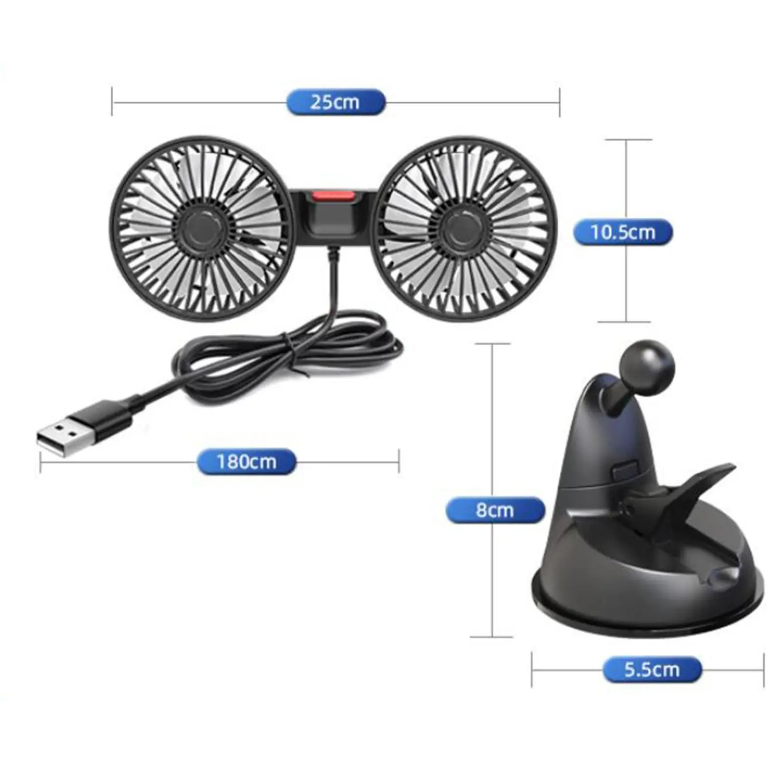 Auto Cooling Fan Low Noise Auto Cooler Air for Dashboard Office Truck