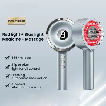 ครัวเรือน Hair Growth หวีเลเซอร์ยาหนังศีรษะนวดหวีสีแดงสีฟ้าหัวสุขภาพ Essence Hair Growth Instrument