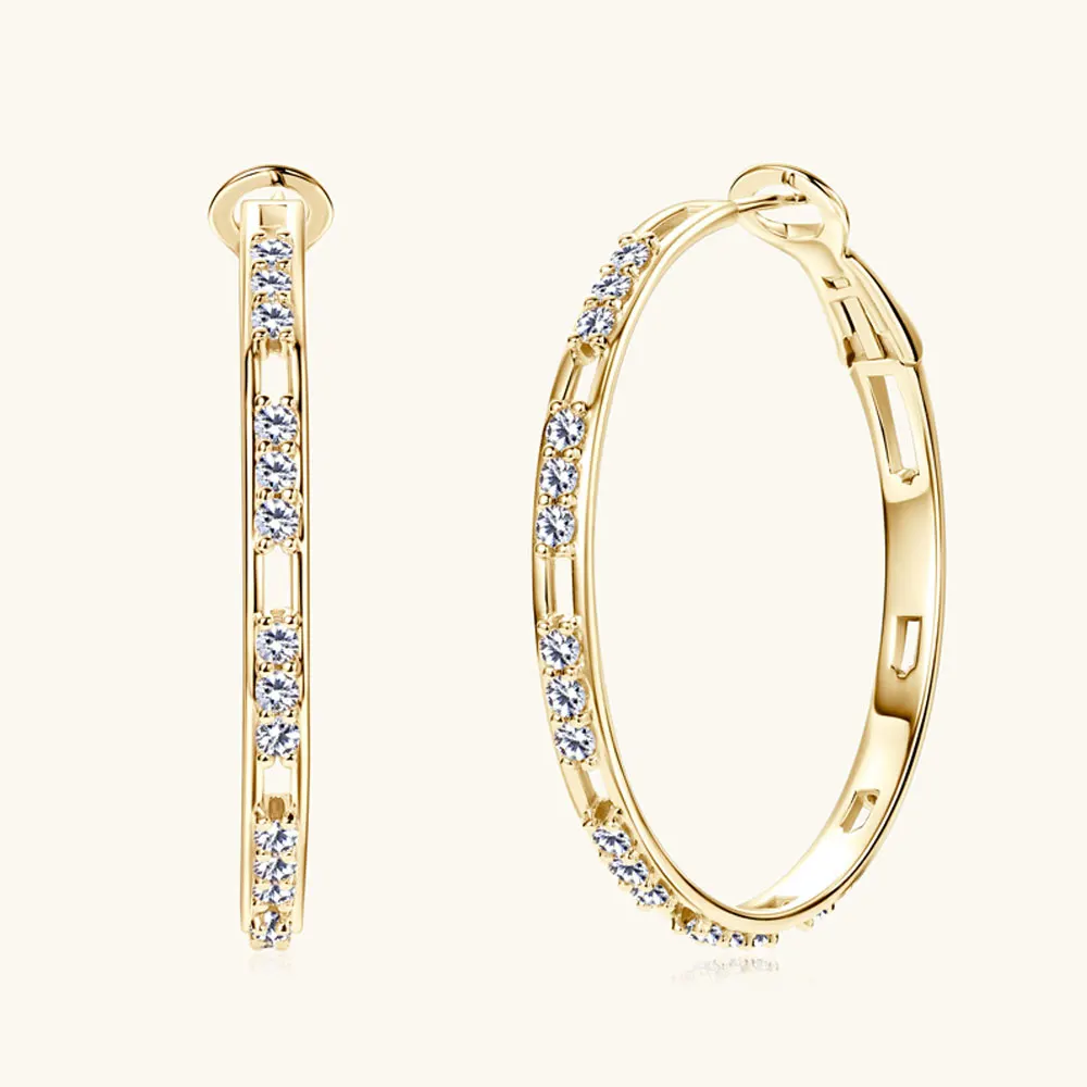 QIBAOKU D VVS1 Hoop Moissanite Earring Diamond GRA 100% s925 Sterling Silver Plated 18k Wedding Earrings for Women Jewelry Gift 4