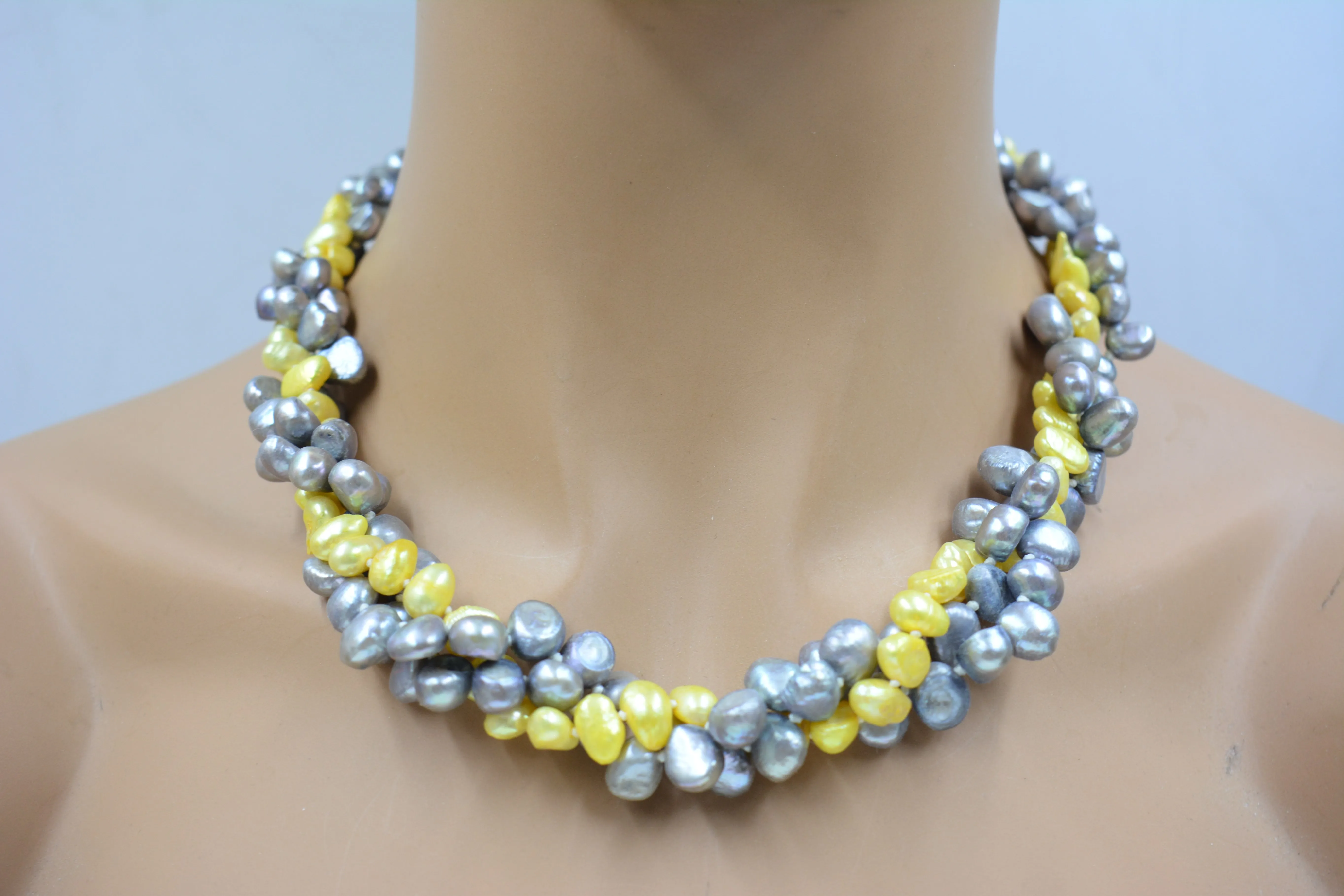 

7MM AAA charming, beautiful! Natural pearl, crystal necklace 19"