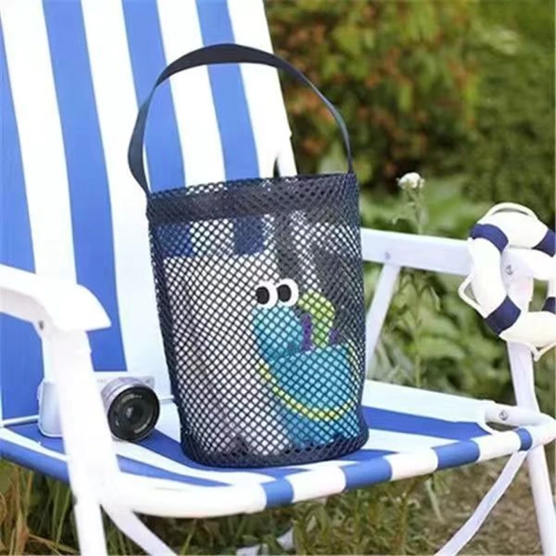 2022 net new sand bucket with the bag lovely eyes seaside beach fashion mesh hollow out drop packets