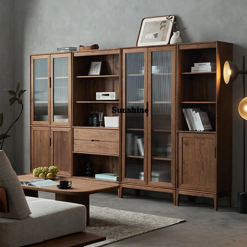 

North America, living room integrated whole wall glass display cabinet storage, storage cabinet