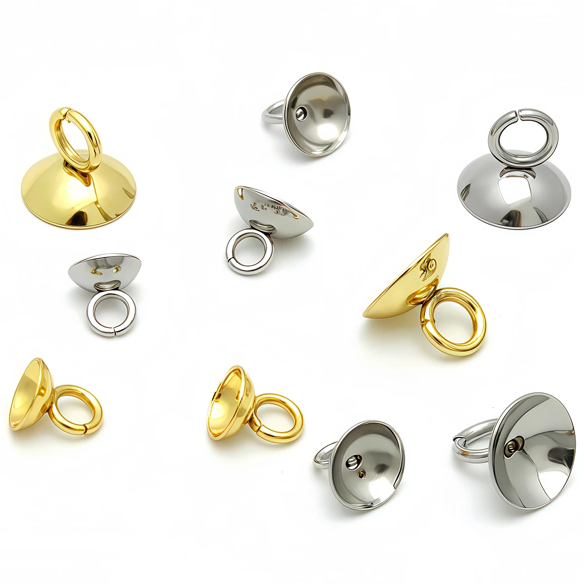 20 Stück Edelstahl-Anhängerhalter, Perlen-Endkappen, Verschlüsse, Charms, Verbindungsstücke 4/6/8/10mm für Perlenkappen, DIY-Schmuckherstellungszubehör – Detail 5