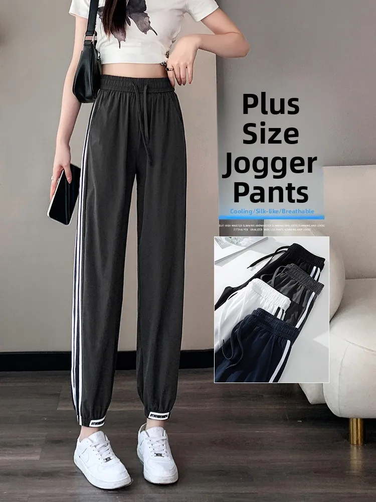 

Новые спортивные брюки Harlan из ледяного шелка Qui Dry, летние тонкие повседневные свободные шаровары с манжетами для женщин больших размеров