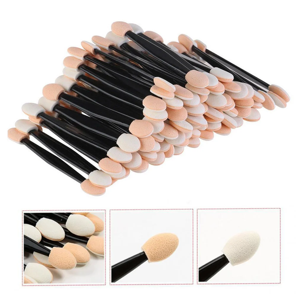 

10/30/50/1000pcs Nail Powder Brushes Double Ended Sponge Eyeshadow Applicator Mirror Chrome Pigment Coloring Sponge Stick Tools