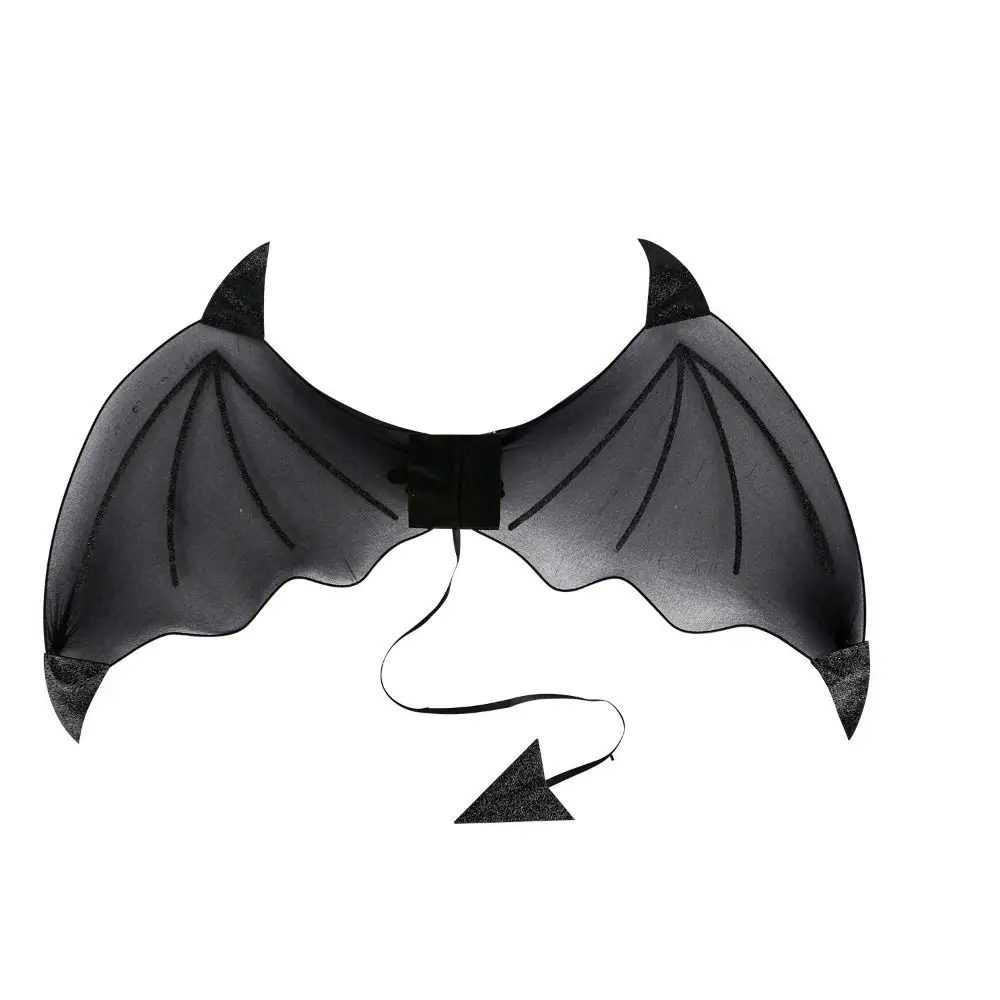 3Pcs/Set Funny Halloween Cosplay Props Demon Horn Hair Band Bat Wings with Tail Halloween Costume Accessories Wand Party