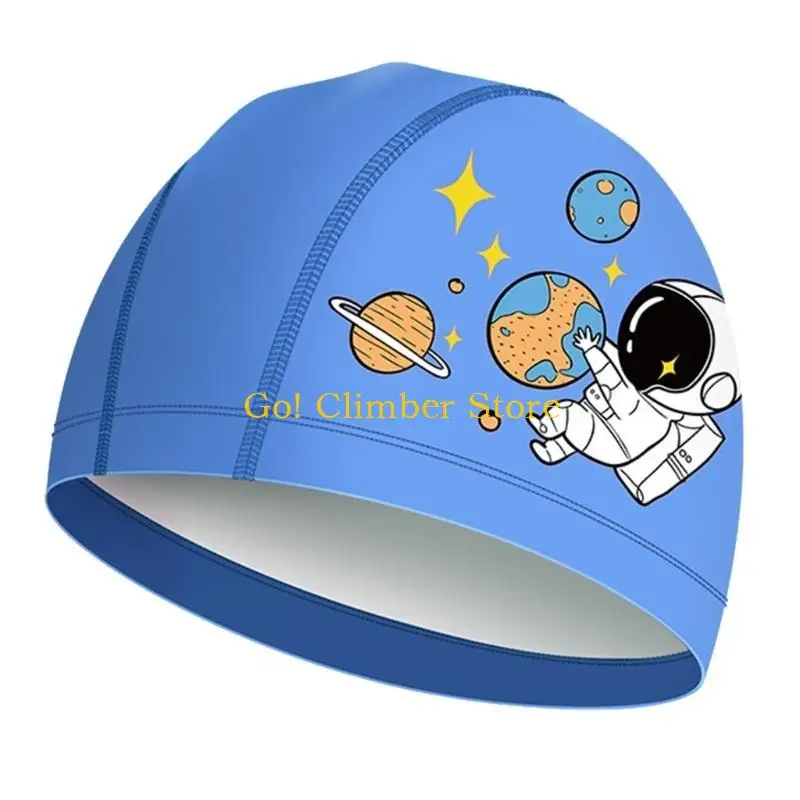 Q84C Kids Swim Caps for Long Hair PU Fabric Swimming Cap for Girls Boys Kids Teens Long Curly Hair Braids Waterproof Swim Hat