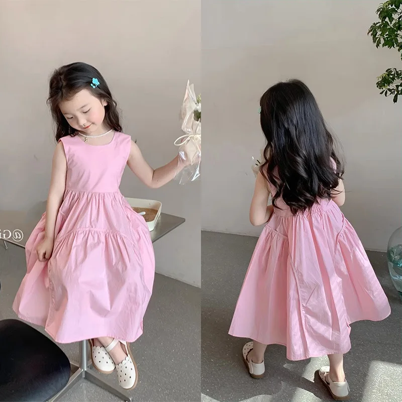 

Baby Girl Dress Girls Princess Dress 2024 Summer New Korean Children Baby Fashion Cute Loose Casual Sleeveless Fashion Dresses