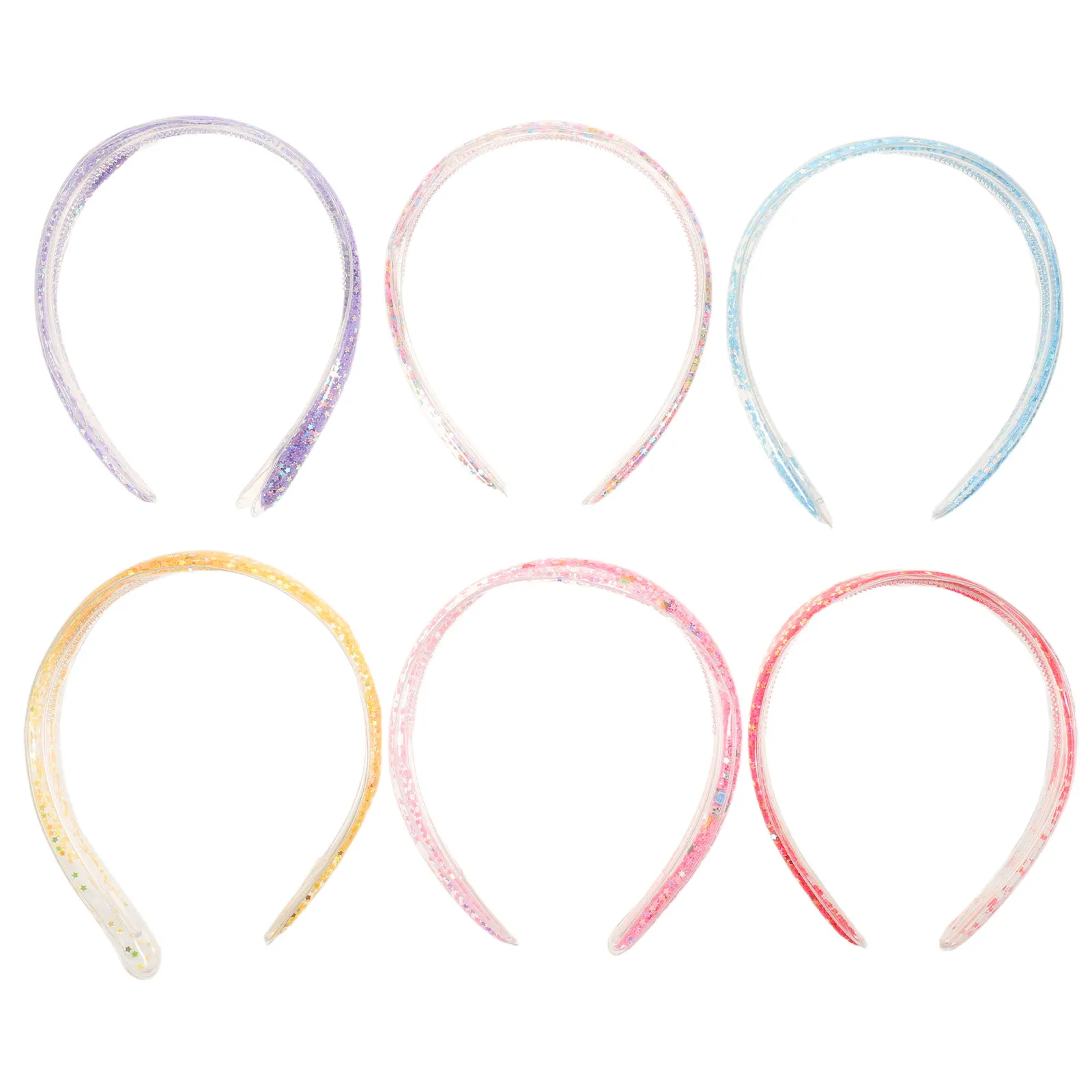 6Pcs Glitter Headbands Non-Slip Wide Sparkly Hair Hoop Shaker Liquid Quicksand Sequin Floating Glitter Headpiece Party Dance