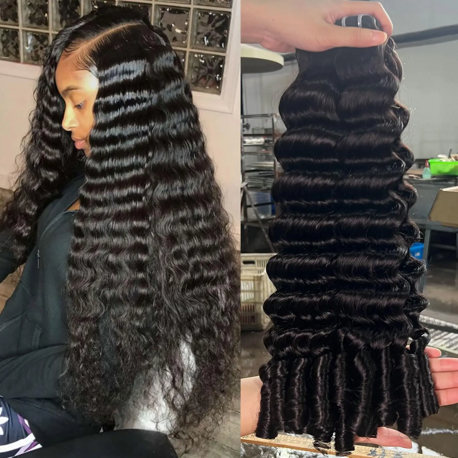 Lemoda البورمية فضفاضة موجة عميقة مجعد شعر بشري لعذراء حزم 14 14 14 بوصة فضفاض موجة عميقة مجعد غير المجهزة شعر بشري خام #1