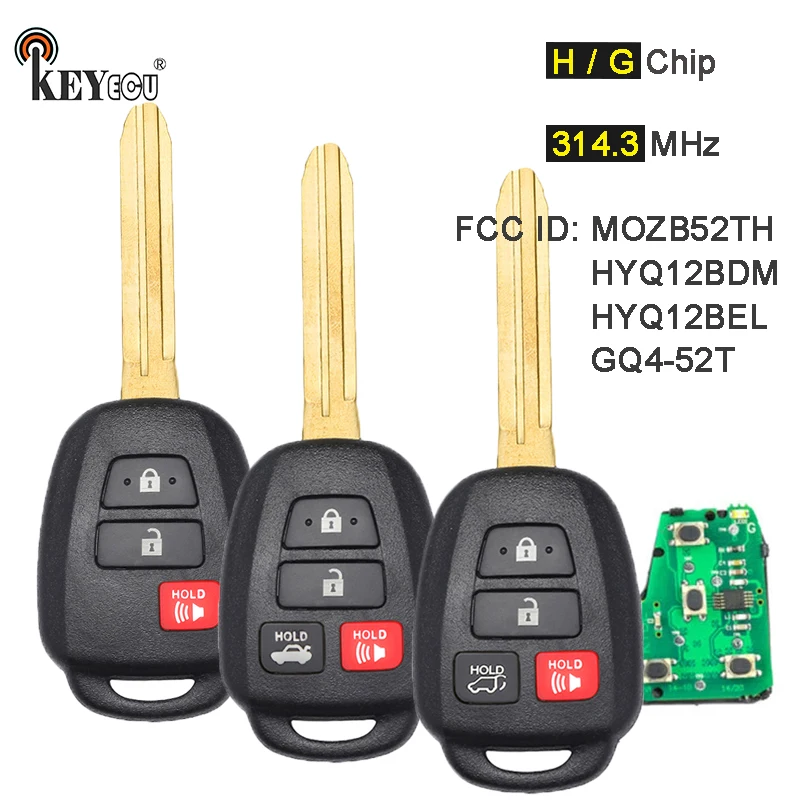 

KEYECU 314.3MHz G H Chip HYQ12BEL HYQ12BDM GQ4-52T MOZB52TH Remote Key Fob for Scion FR-S Toyota Rav4 Corolla Camry Tacoma Prius