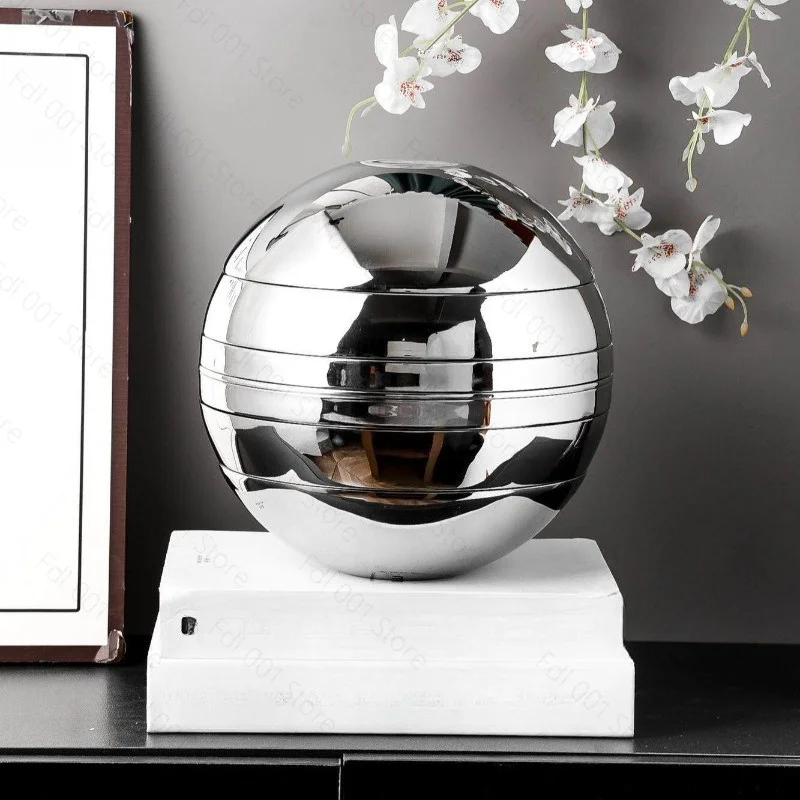 304 Stainless Steel Spherical Set of Seven Bowls and Plates Artistic Spherical Decorative Bowl Double-Layer Heat-Resistant Bowl