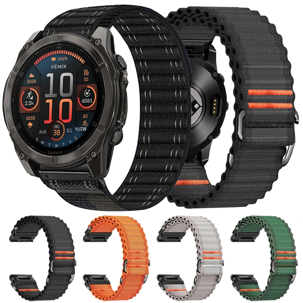 22mm 26mm QuickFit Nylonband für Garmin Enduro 3 Band für Garmin Fenix E 8 7 7X6/Forerunner 970 965 Descent Mk3i/2 Uhrenarmbänder