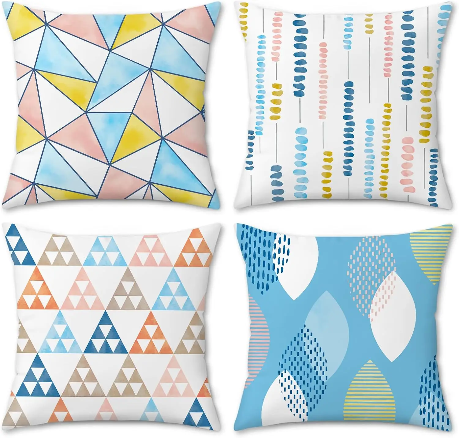 

4Pcs Minimalist Home Nordic Throw Pillow Covers Fresh Pastel Watercolor Geometric Art Cushion Cases for Balcony Office Decor