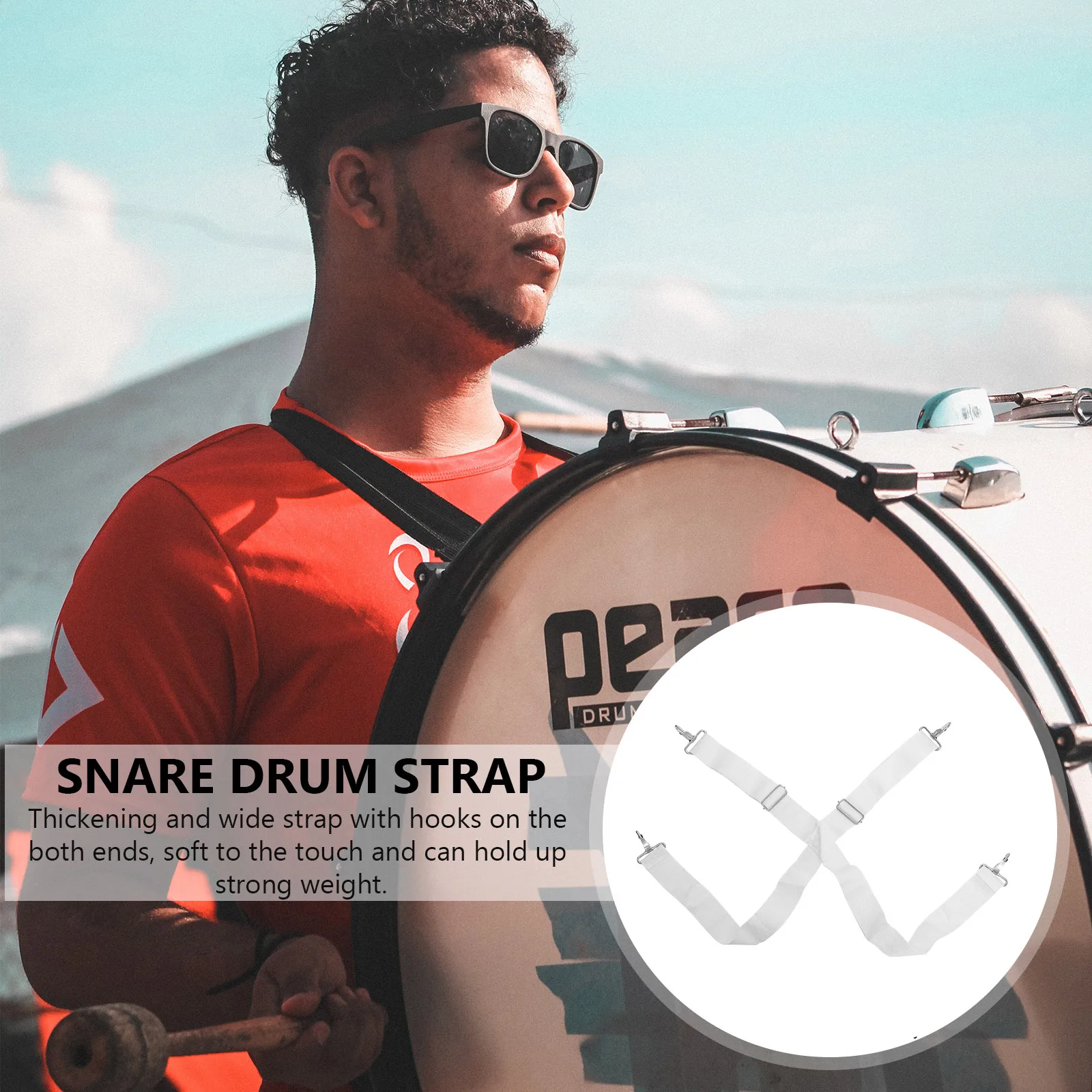 

2 Pcs Adjustable Straps Snare Drum Kit Accessories Bass Sling White Nylon Double Shoulder