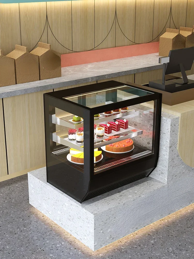 Cake Counter Refrigerated Display Cabinet Commercial Food Glass Fresh Cabinet Desktop Small Air Cooling Frostless Dessert Cake