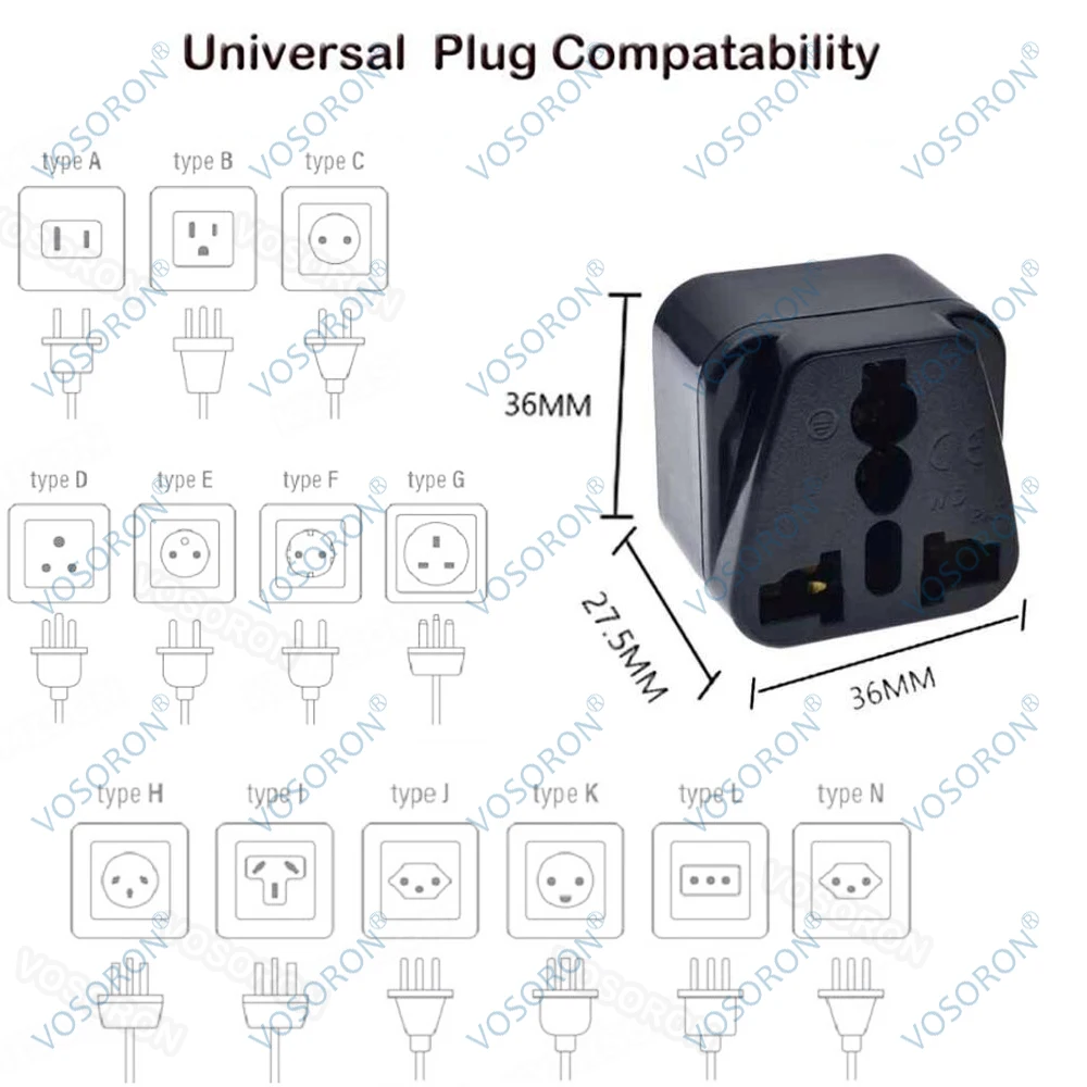 3pin Brazil Brazilian AC Power Plug UK/US/EU To Brazil Brasil Socket Travel Power Adapter Plug 3 Pin Converter Type N Plug