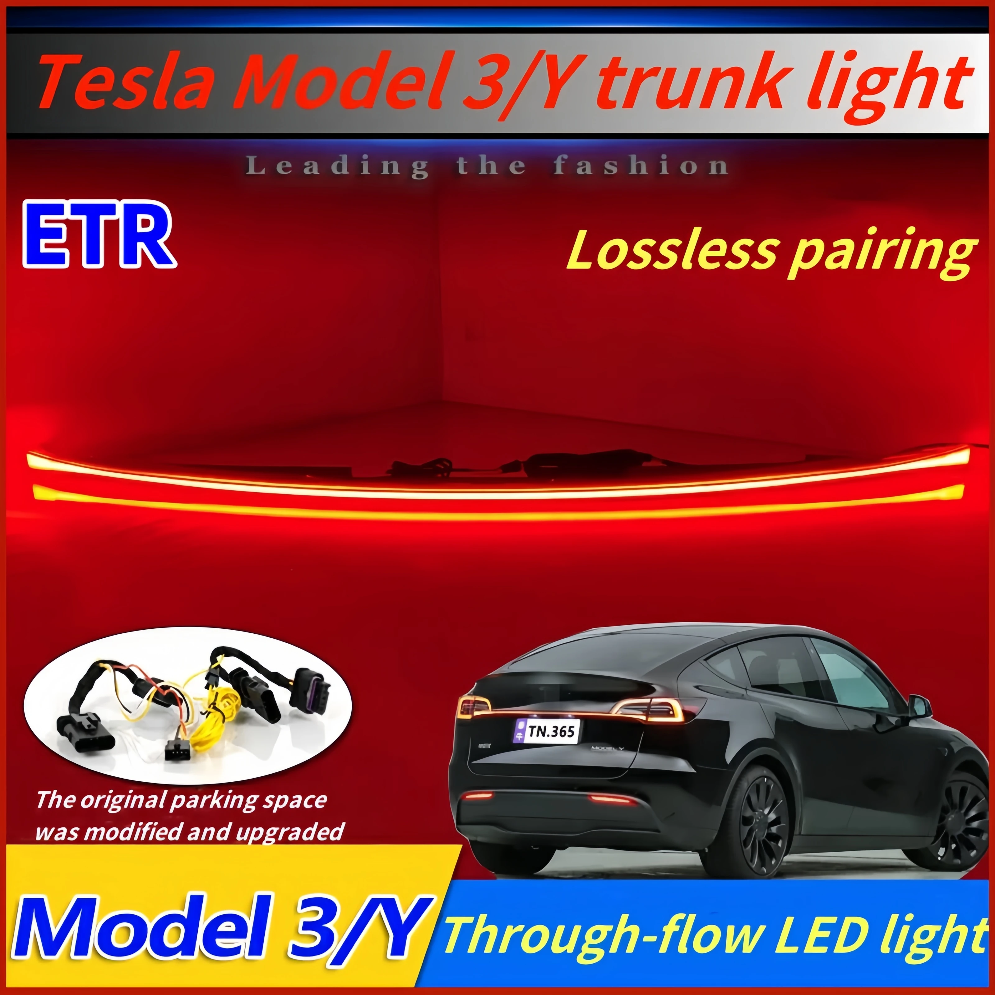 For Tesla Car Model Y 3 Through Taillight Dynamic Tail Rear Light Strip Upgrade And Modification Decoration M3 Y Upgrades y3