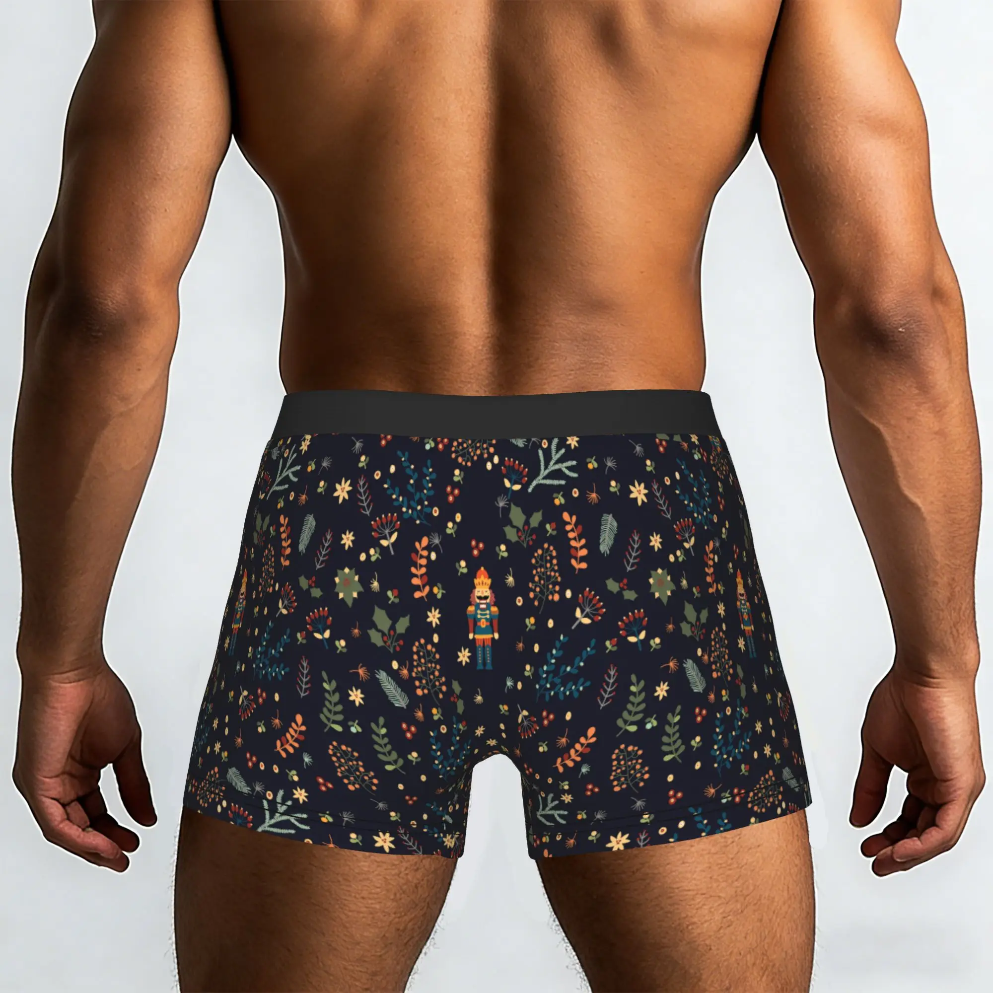 Customized Male Holiday Christmas Cute Nutcracker Sweets Pattern Gift Underwear  Boxer Briefs Stretch Shorts Panties Underpants