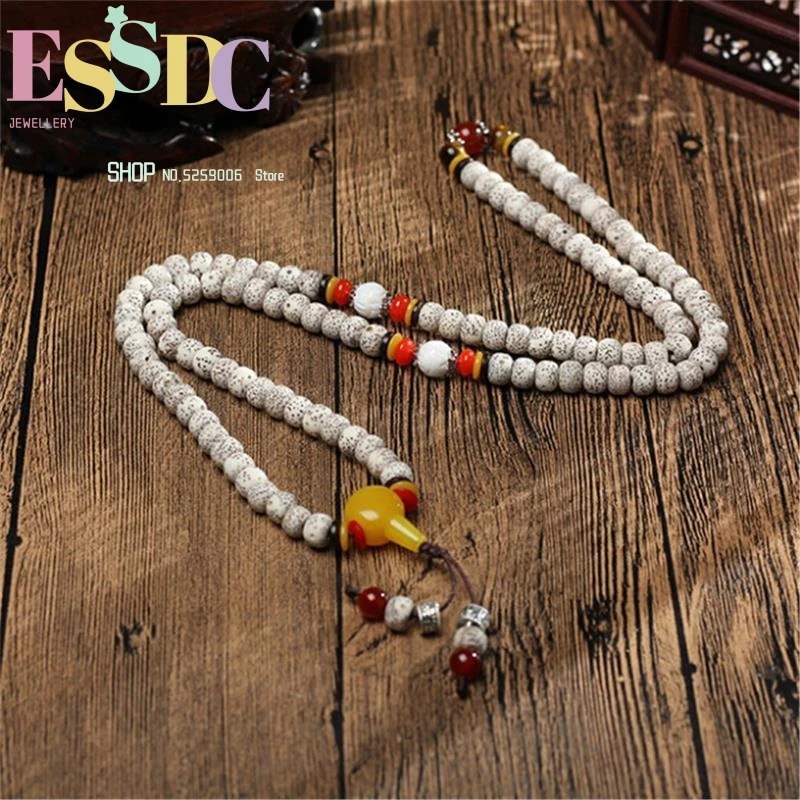 Hainan Natural White Star Moon Bodhi Seed 108 Prayer Beads  Tiger Eye Stone High Density Fashion Lover Strand Bracelets